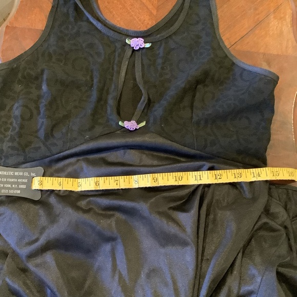 Sexy Vintage Chemise Black Lace Peek a Boo Bodice Sheer Nylon Long Gown - Picture 10 of 11